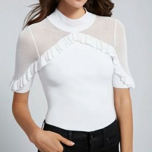 ALICE + OLIVIA White Ruffled Top